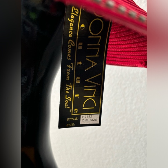 Donna Vinci Couture Red Two Tier Hat with Rhinestones - Picture 10 of 13